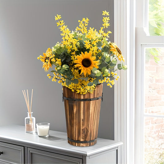 3pcs Vintage Outdoor Planting Planter Barrel Round Log Preservative Vegetable Pot Solid Wood Home Multi-function Decoration Garden Tools Barrel Garden Yard Multi-purpose Wood Planter