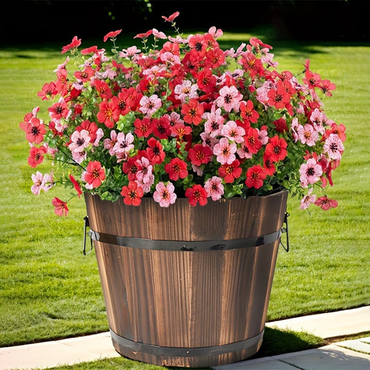 2pc Multi-functional Wooden Garden Bucket 2pc Whiskey Bucket Flowerpot Solid Wood Plant Flower With Water Outlet Multi-functional Indoor\u002Foutdoor Home Garden Ornament Home Storage Bucket Wooden Garden Tool Bucket