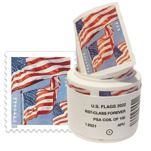 2022 U.S Flag Forever Stamps Roll 100pcs