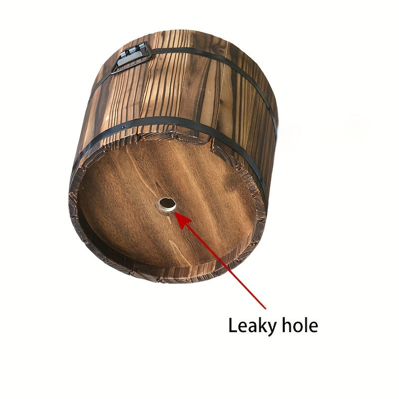 2pc Multi-functional Wooden Garden Bucket 2pc Whiskey Bucket Flowerpot Solid Wood Plant Flower With Water Outlet Multi-functional Indoor\u002Foutdoor Home Garden Ornament Home Storage Bucket Wooden Garden Tool Bucket