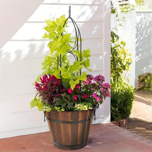 2pc Multi-functional Wooden Garden Bucket 2pc Whiskey Bucket Flowerpot Solid Wood Plant Flower With Water Outlet Multi-functional Indoor\u002Foutdoor Home Garden Ornament Home Storage Bucket Wooden Garden Tool Bucket