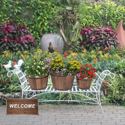 VINGLI 3 pcs Wooden Planter Barrel Set, Real Wood Indoor\u002FOutdoor Flower Pot w\u002FDrainage Holes, Different Sizes, Large Garden Container Box