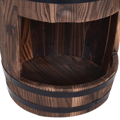 Rustic Wooden Barrel Outdoor Water Fountain with Metal Pump – 23\