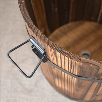2pc Multi-functional Wooden Garden Bucket 2pc Whiskey Bucket Flowerpot Solid Wood Plant Flower With Water Outlet Multi-functional Indoor\u002Foutdoor Home Garden Ornament Home Storage Bucket Wooden Garden Tool Bucket